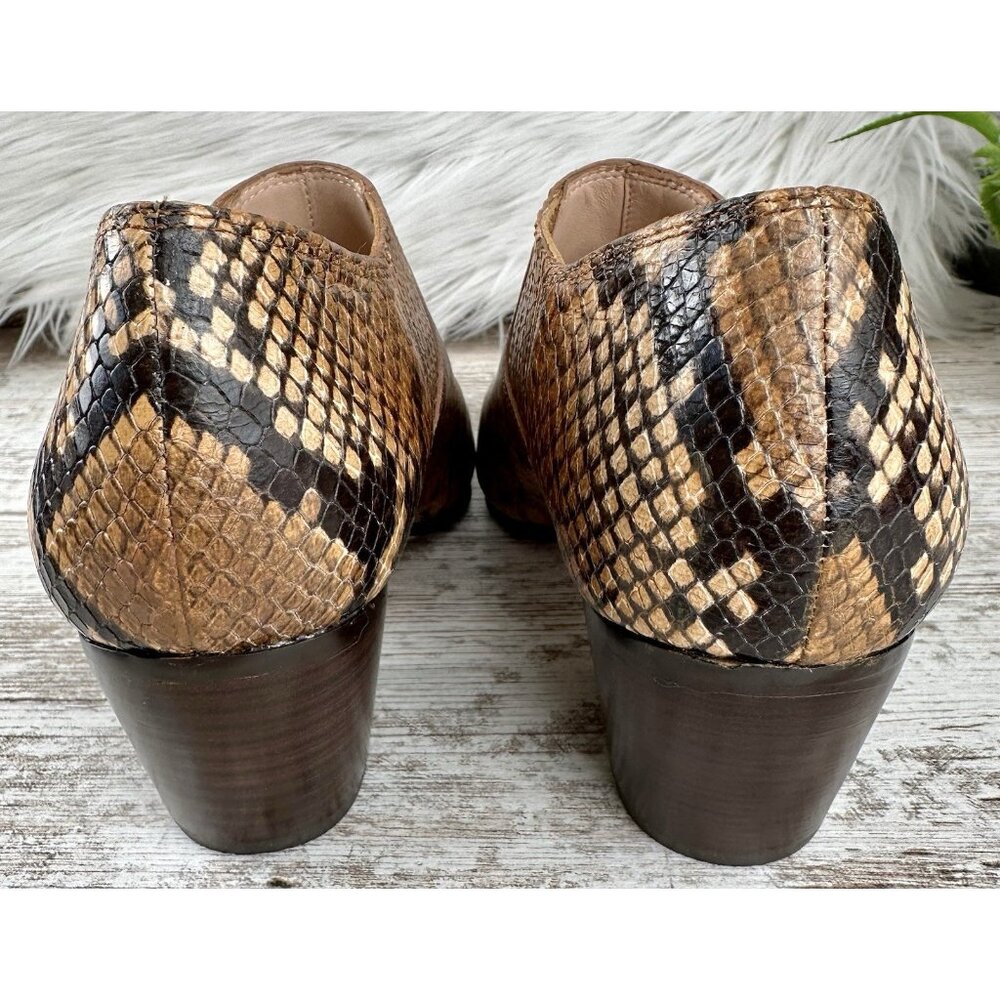 J.CREW Piper Ankle Boots Women’s 8.5 Snake Embossed Italian‎ Leather Block Heel - Picture 6 of 11